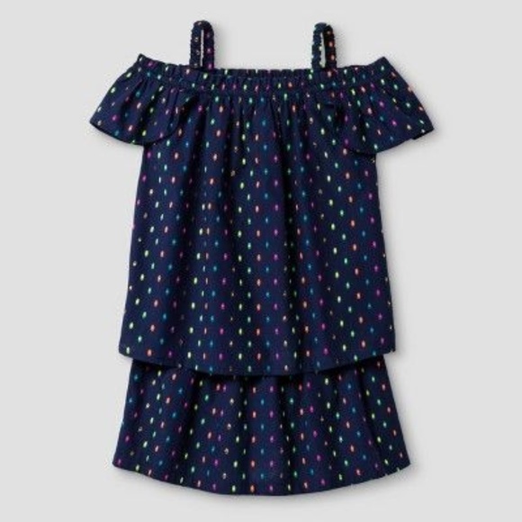 Cat & Jack Other - New CAT & JACK Navy Polka Dots Top & Skirt Set NWT